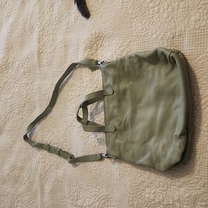 Madewell small green leather crossbody With silver hardware
